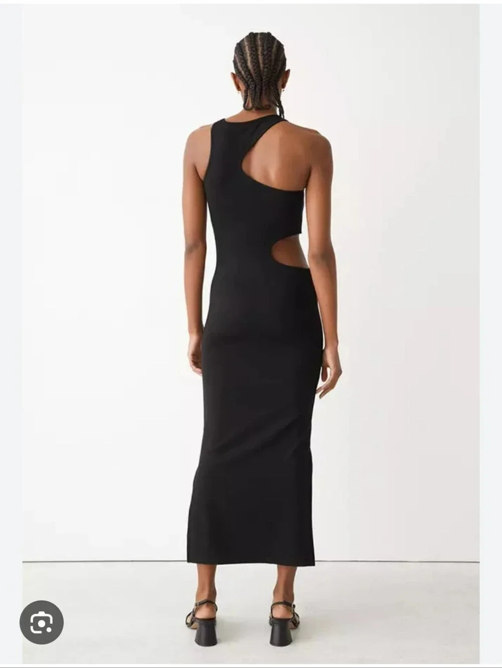 & OTHER STORIES | Cut Out Midi Dress Black Asymmetric Sz 8 - Picture 2 of 6